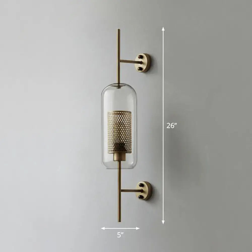 Modern black mesh wall mount lamp bedroom glass sconce