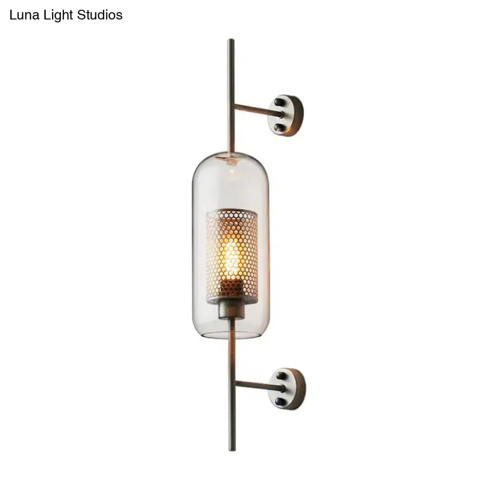 Modern black mesh wall mount lamp bedroom glass sconce