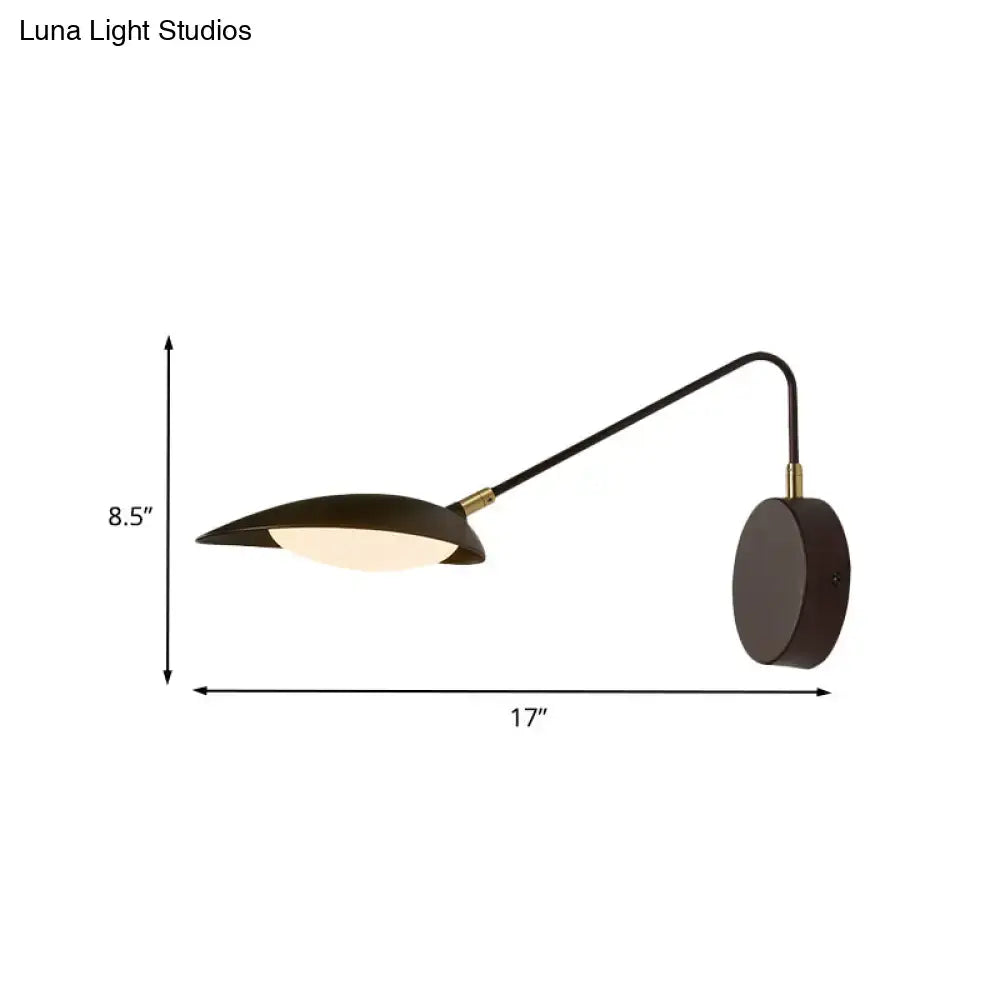 Modern black metal adjustable arm wall lamp for bedroom reading