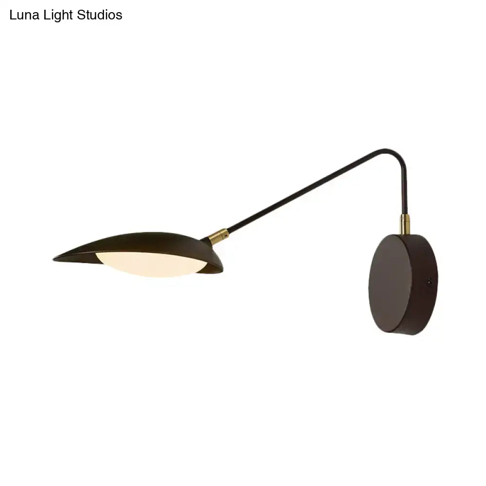 Modern black metal adjustable arm wall lamp for bedroom reading