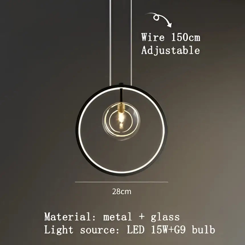 Modern black metal clear glass led chandelier dining room light