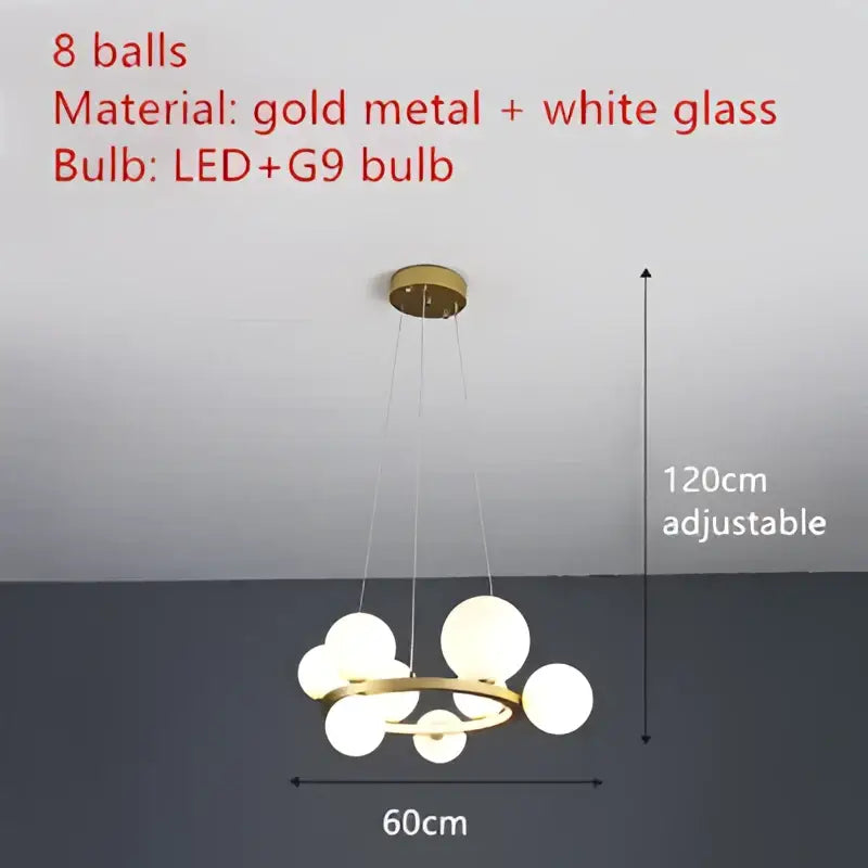 Modern black metal clear glass led chandelier dining room light