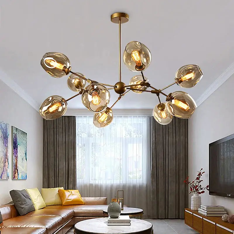 Modern black metal decorbites glass chandelier for dining room