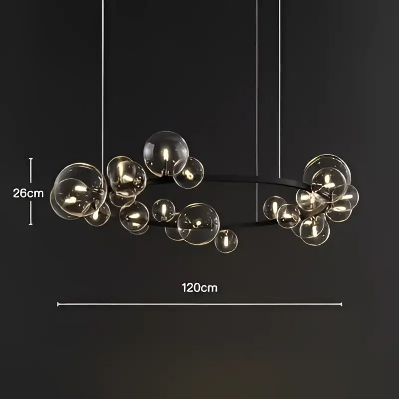 Modern black metal glass ball pendant chandelier dining room