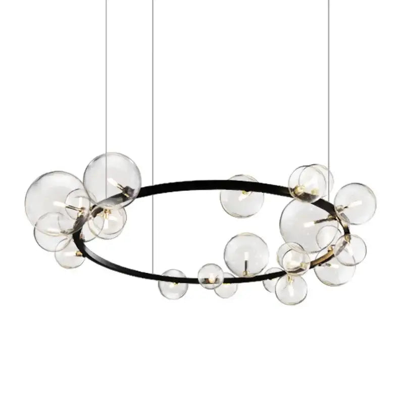 Modern black metal glass ball pendant chandelier dining room
