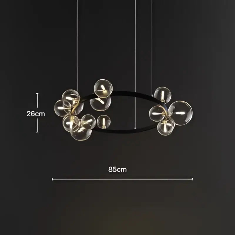 Modern black metal glass ball pendant chandelier dining room