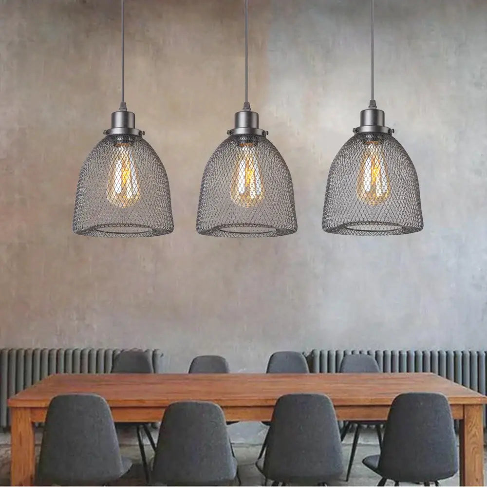 Modern black metal mesh pendant light chandelier for dining room