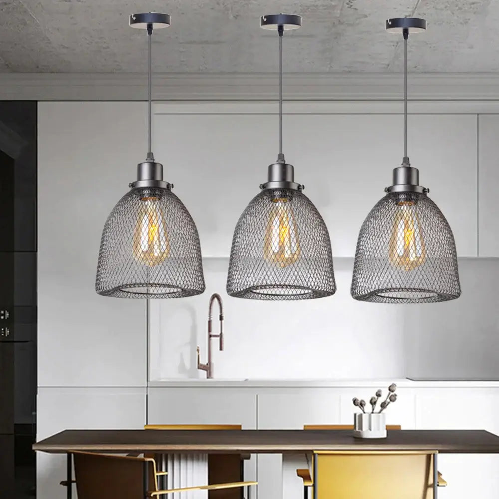 Modern black metal mesh pendant light chandelier for dining room