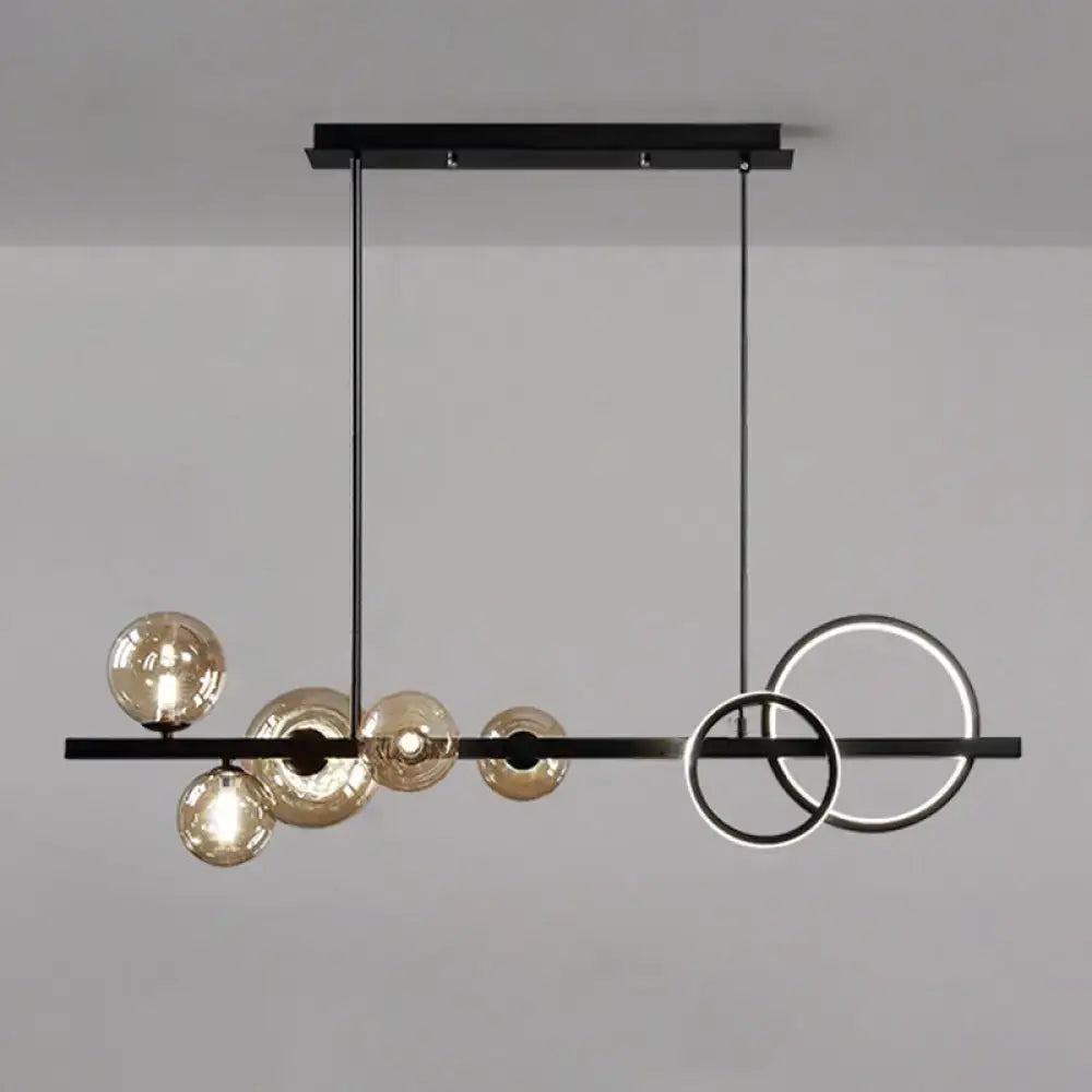 Modern black metal pendant light fixture dining room glass spheres