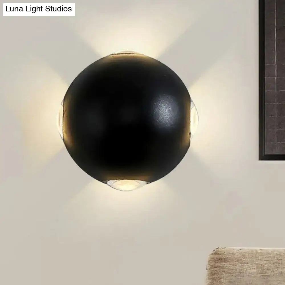 Modern black metal wall light outdoor spherical sconce