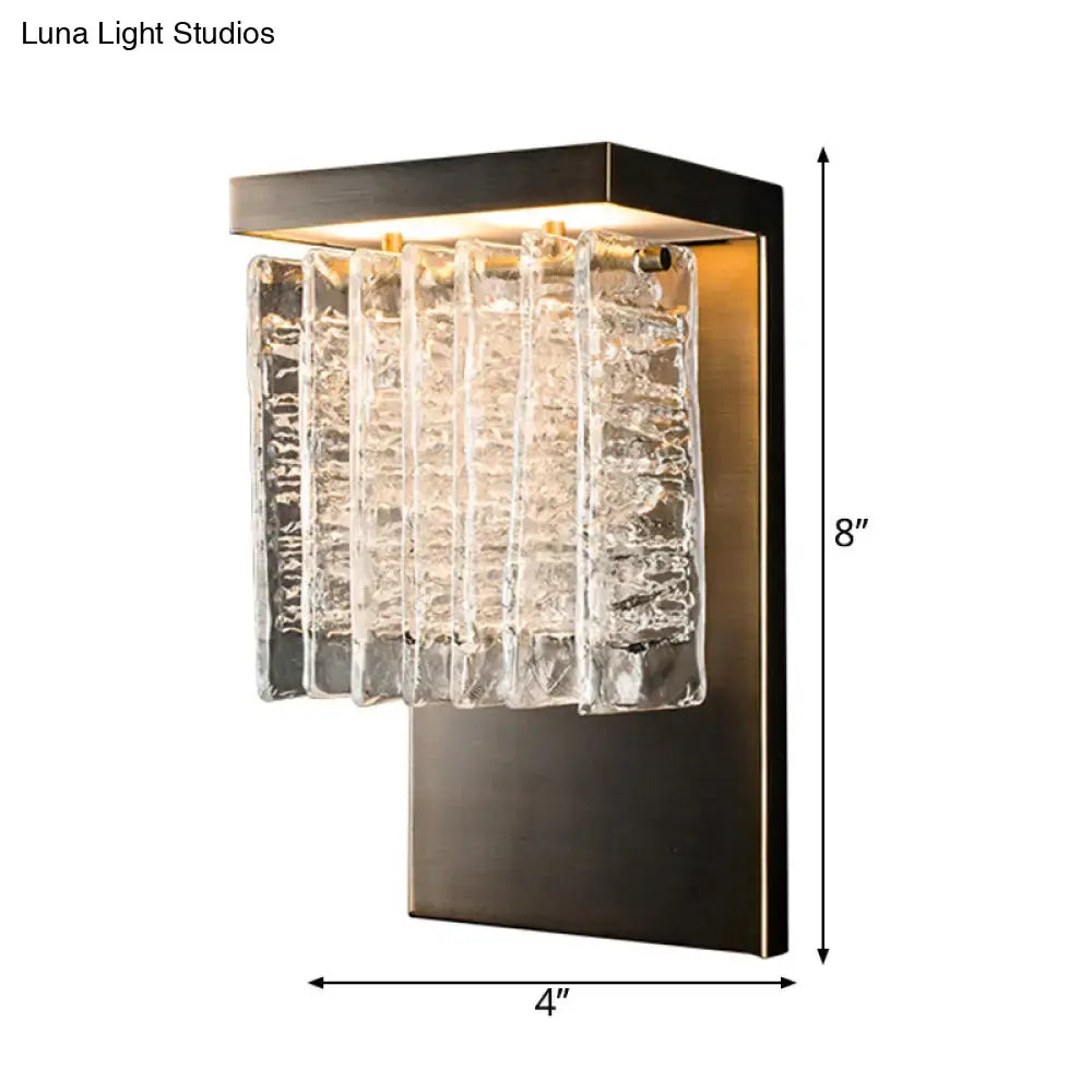 Modern black metal wall sconce with crystal prism living room fixture
