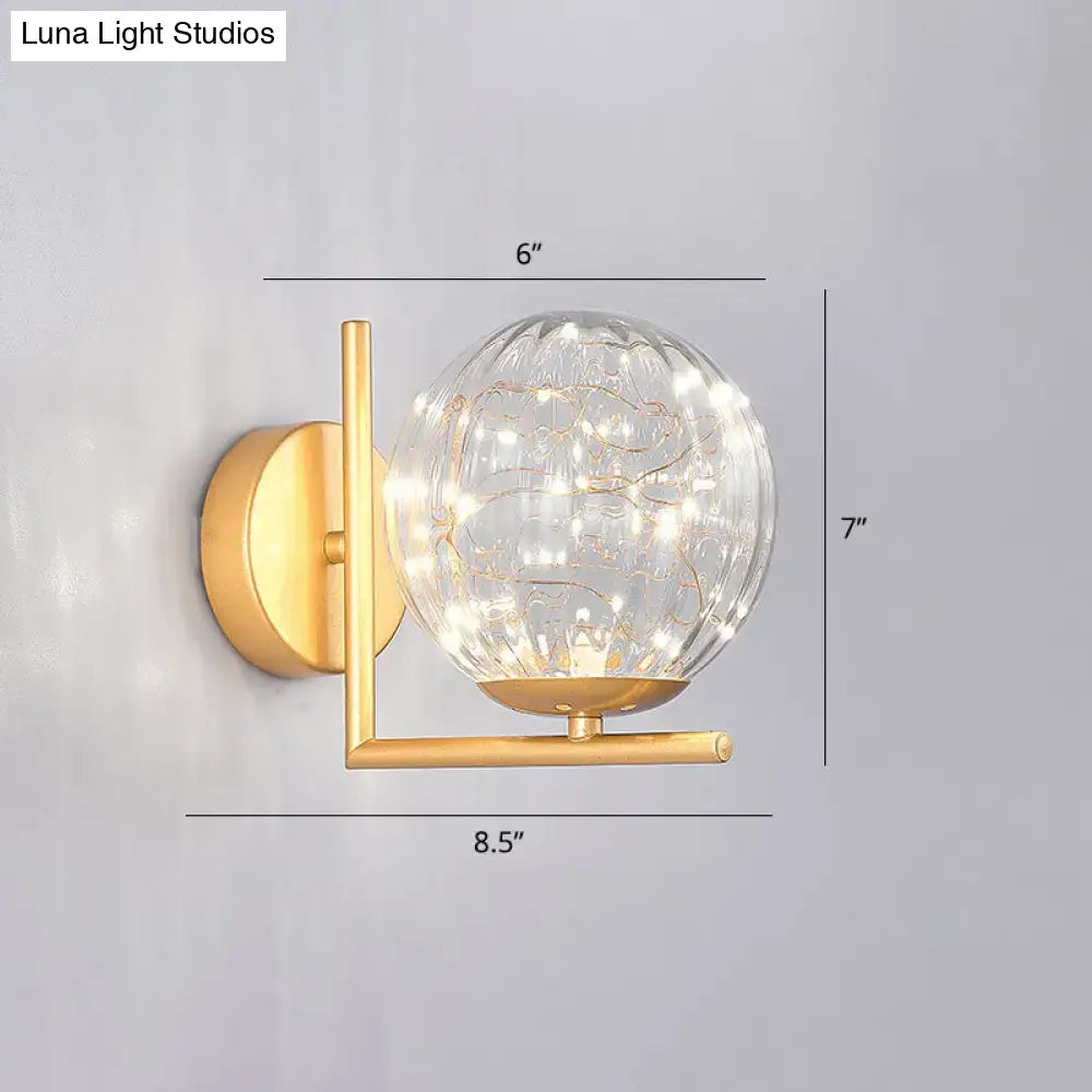Modern black mini globe wall sconce bedroom fairy light fixture