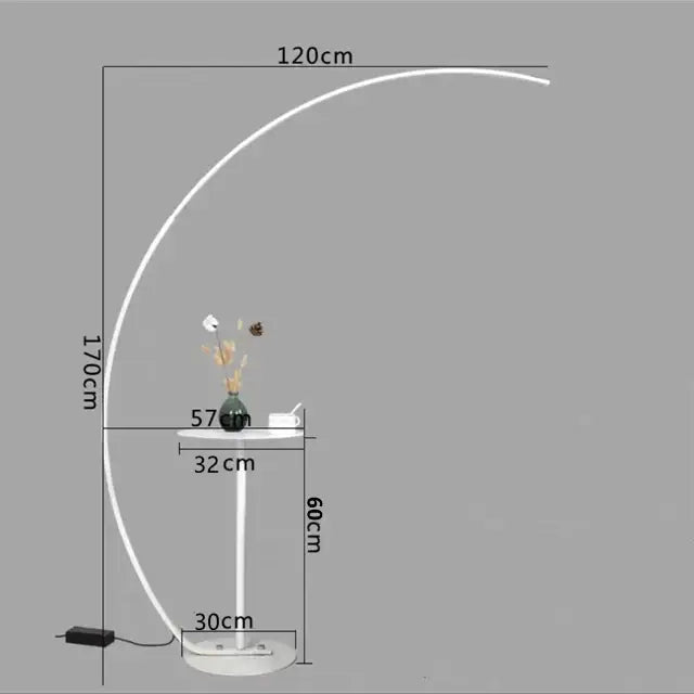 Modern black minimalist arc floor lamp for living room dimmable led