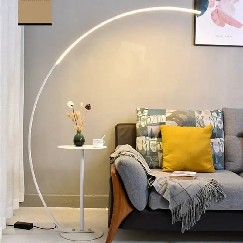 Modern black minimalist arc floor lamp for living room dimmable led