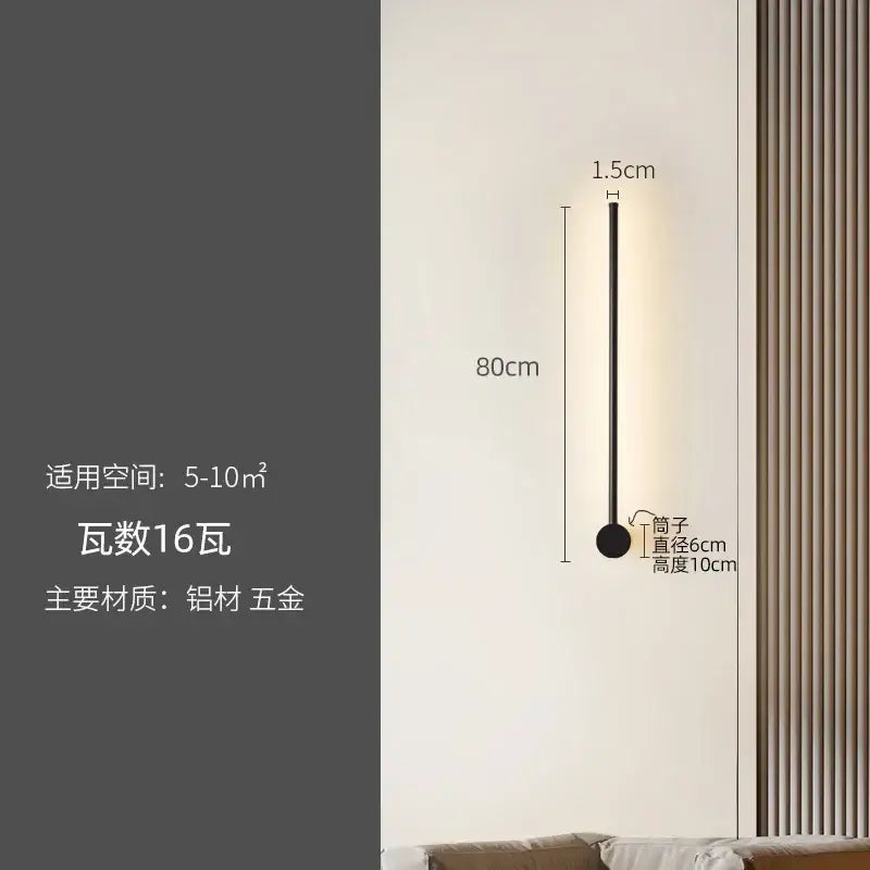 Modern black minimalist decorbites led strip wall lamp staircase light