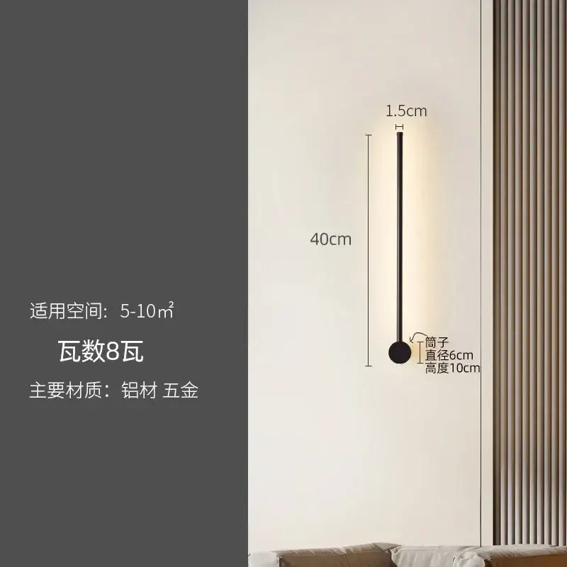 Modern black minimalist decorbites led strip wall lamp staircase light