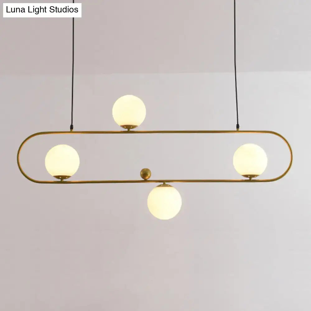 Modern black minimalist ellipse ceiling light with white globes living room