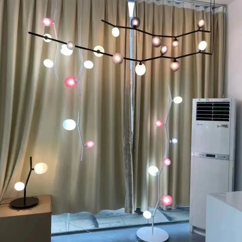 Modern black minimalist glass branch chandelier dining room light