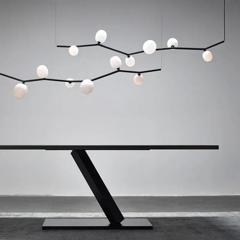 Modern black minimalist glass branch chandelier dining room light