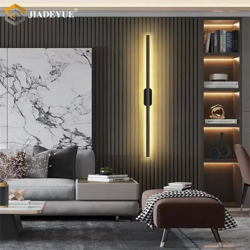 Modern black minimalist led wall lamp for bedroom warm ambient light