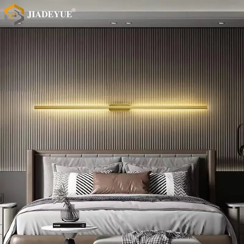 Modern black minimalist led wall lamp for bedroom warm ambient light
