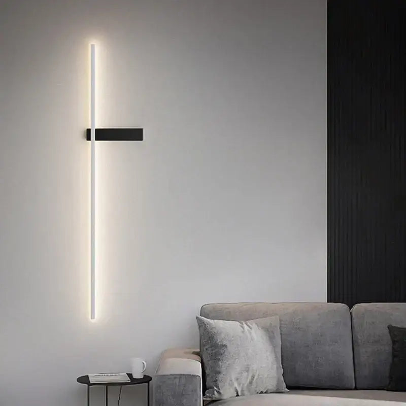 Modern black minimalist led wall lights for bedroom vertical sconce