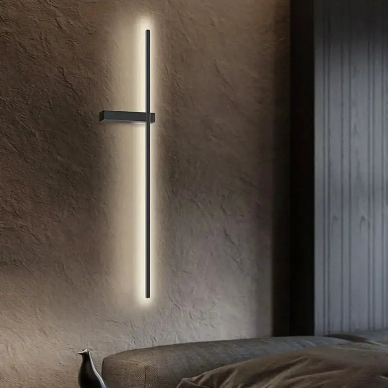 Modern black minimalist led wall lights for bedroom vertical sconce