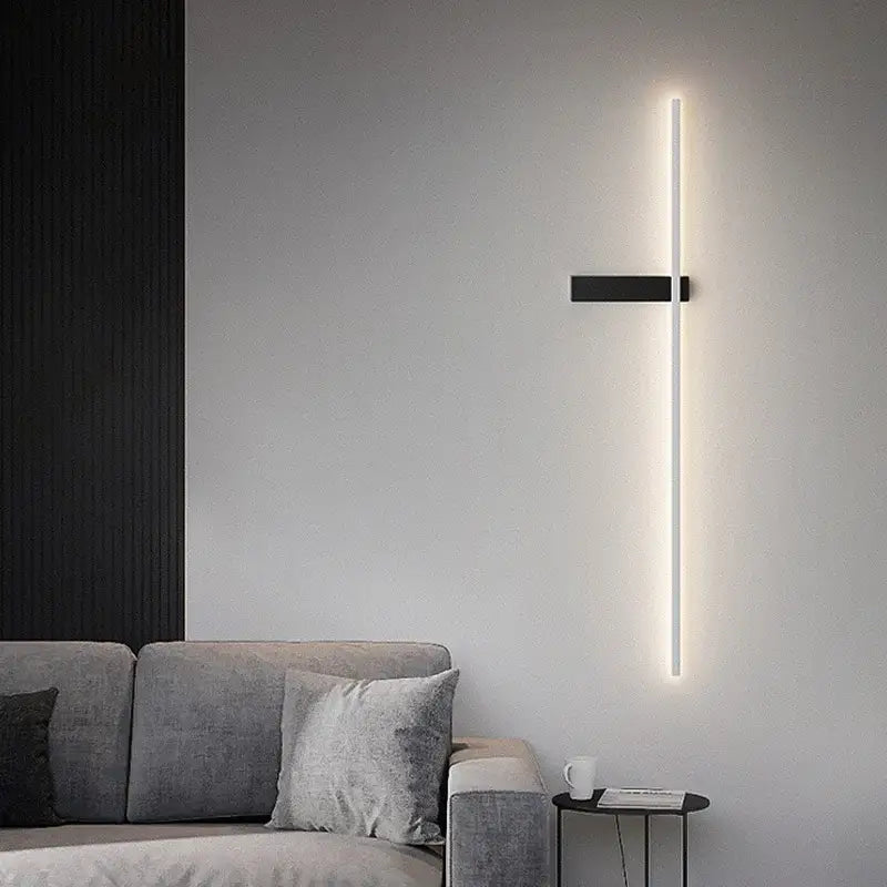 Modern black minimalist led wall lights for bedroom vertical sconce