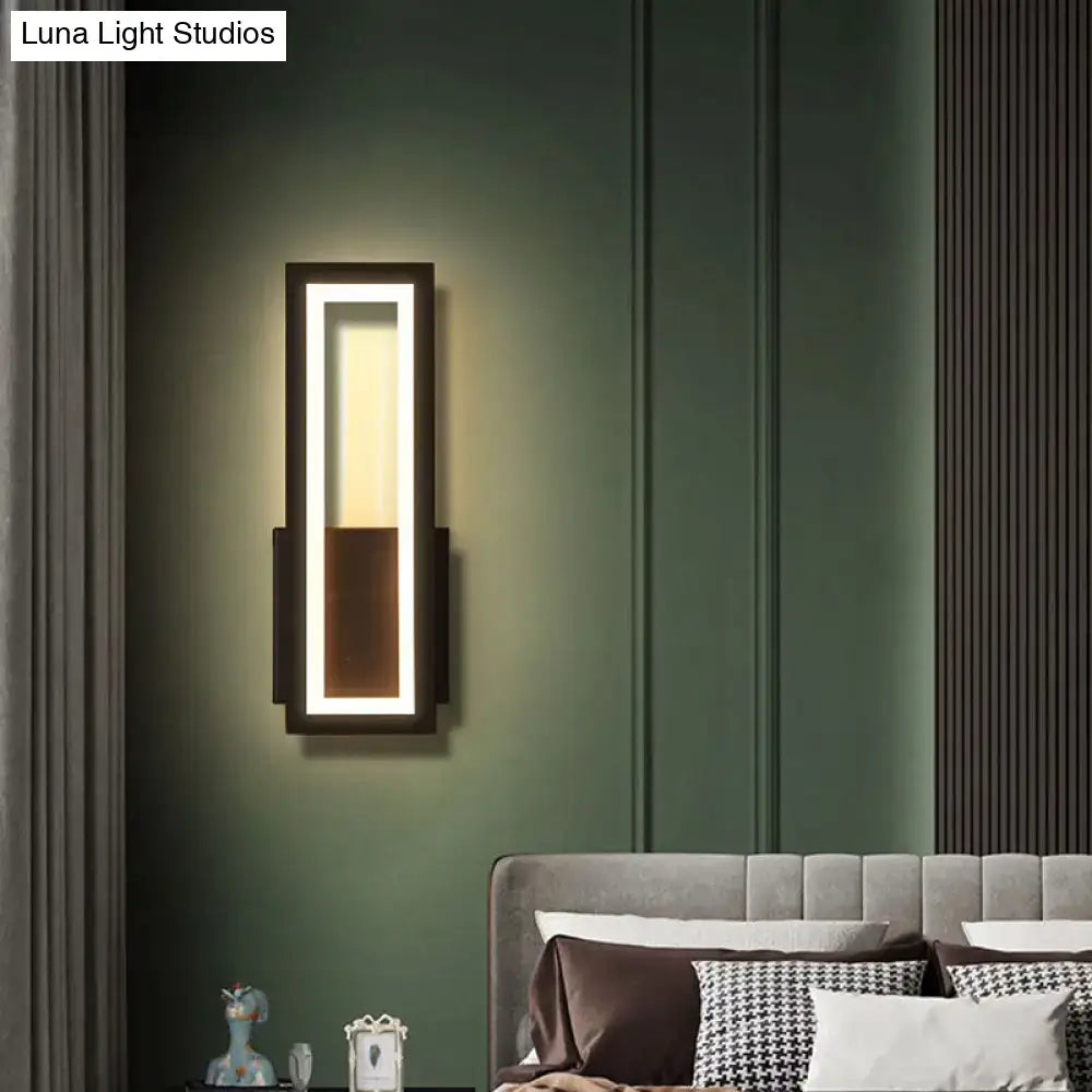 Modern black minimalist led wall sconce with acrylic bedside lighting