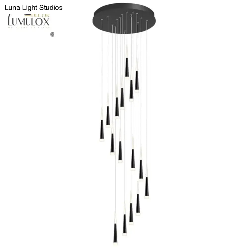 Modern black minimalist metallic multi ceiling light staircase pendant