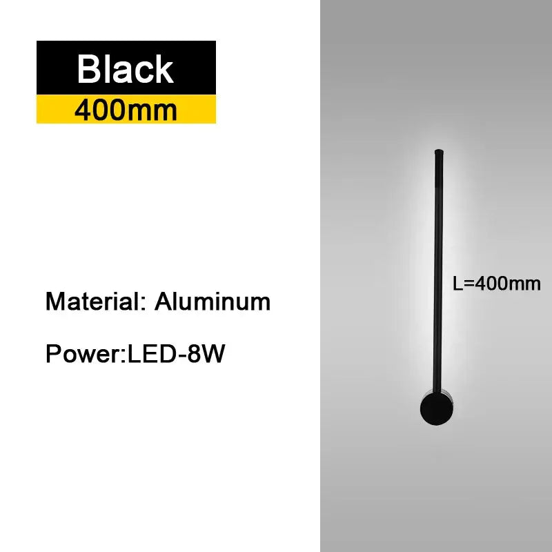 Modern black minimalist rotatable led wall lights for bedroom