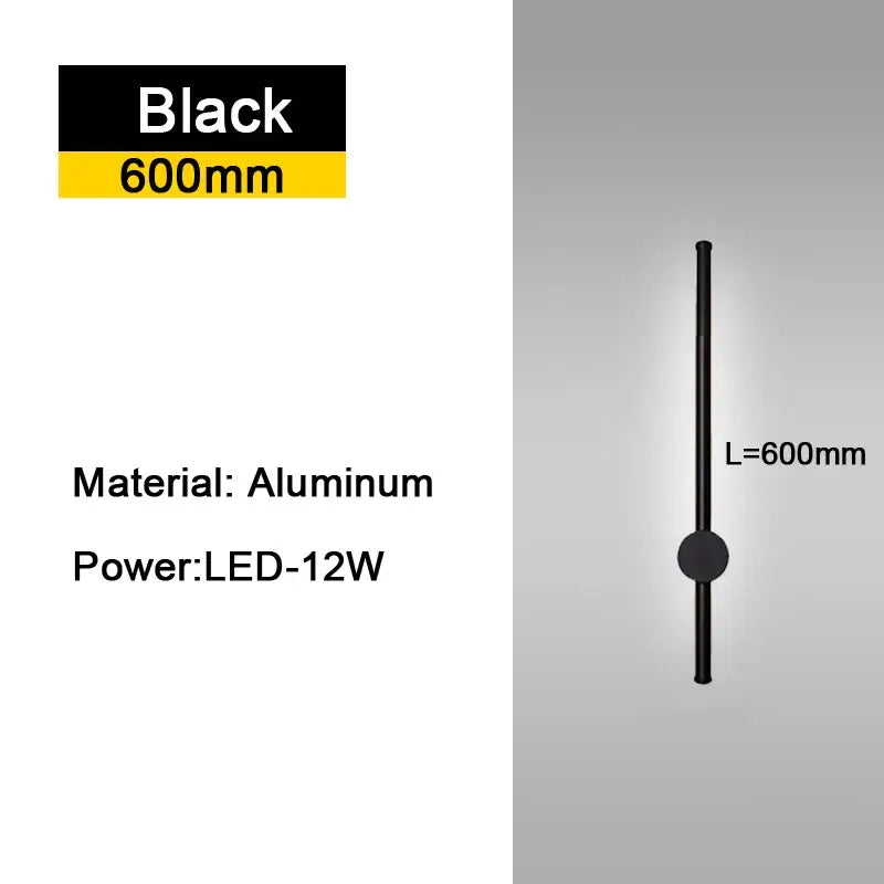 Modern black minimalist rotatable led wall lights for bedroom