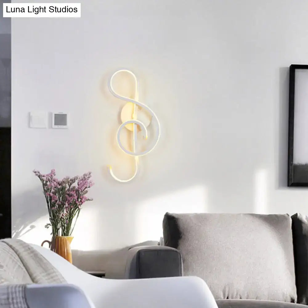 Modern black music note wall light – living room led sconce