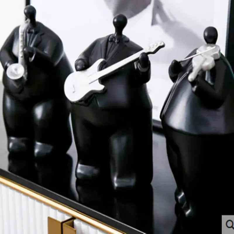 Modern black musical instrument band figurines living room decor