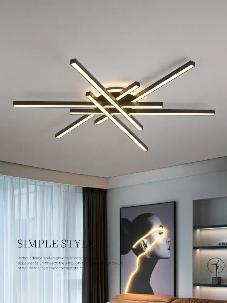 Modern black nordic led ceiling chandelier for living room