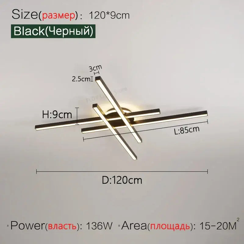 Modern black nordic led ceiling chandelier for living room