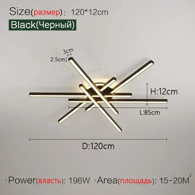 Modern black nordic led ceiling chandelier for living room