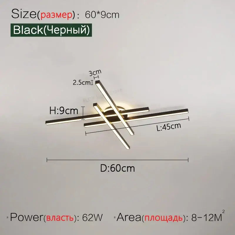 Modern black nordic led ceiling chandelier for living room