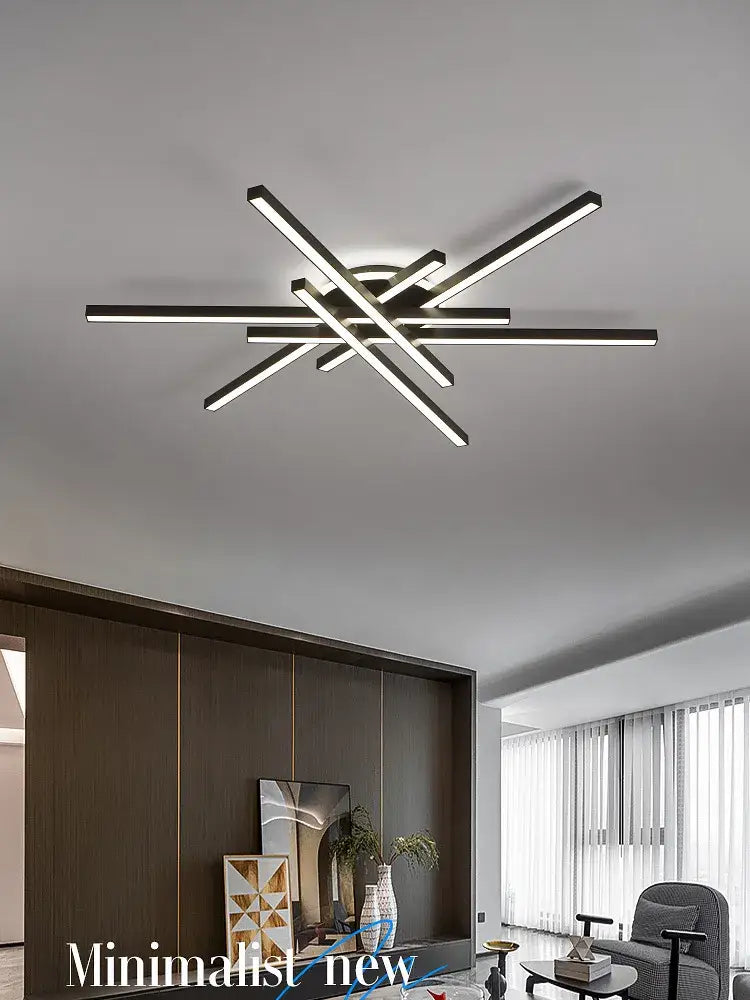 Modern black nordic led ceiling chandelier for living room
