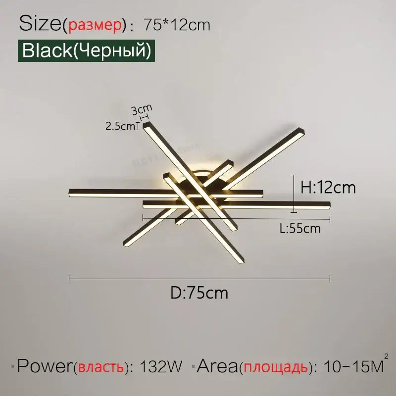 Modern black nordic led ceiling chandelier for living room