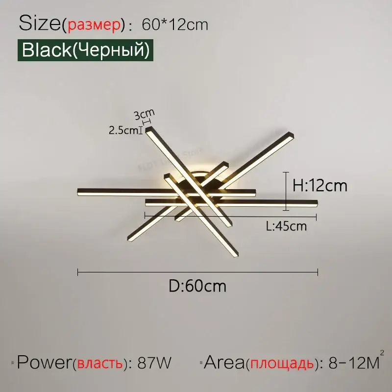 Modern black nordic led ceiling chandelier for living room