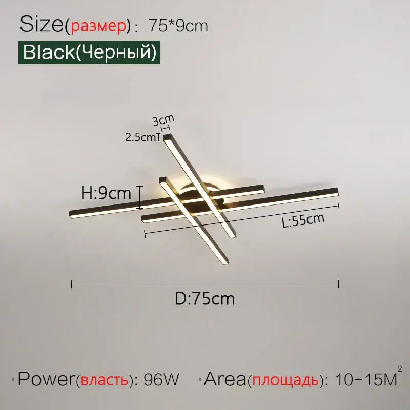 Modern black nordic led ceiling chandelier for living room