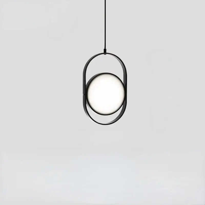 Modern black oval adjustable angle pendant light for dining room