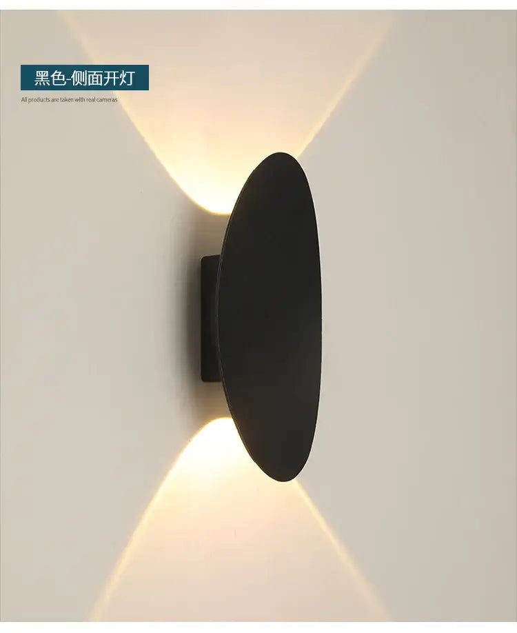 Modern black oval led outdoor porch wall light garden sconce