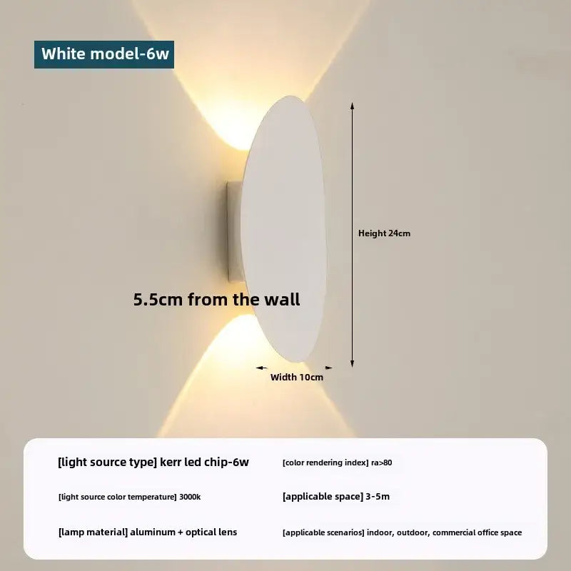 Modern black oval led outdoor porch wall light garden sconce