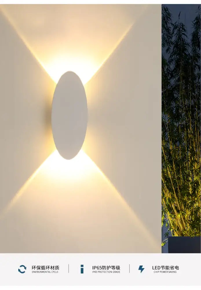 Modern black oval led outdoor porch wall light garden sconce
