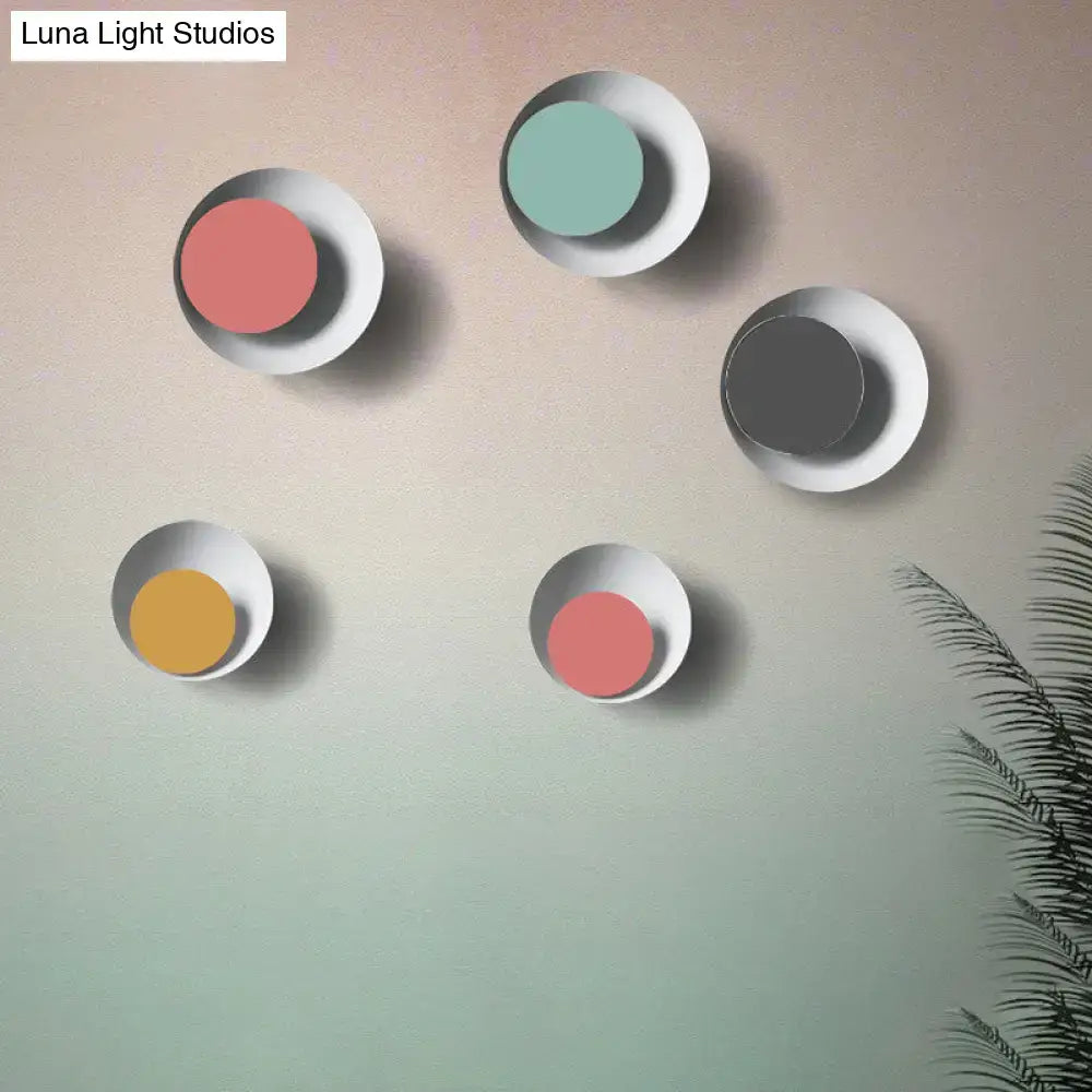 Modern black & pink circle sconce light bedroom wall fixture