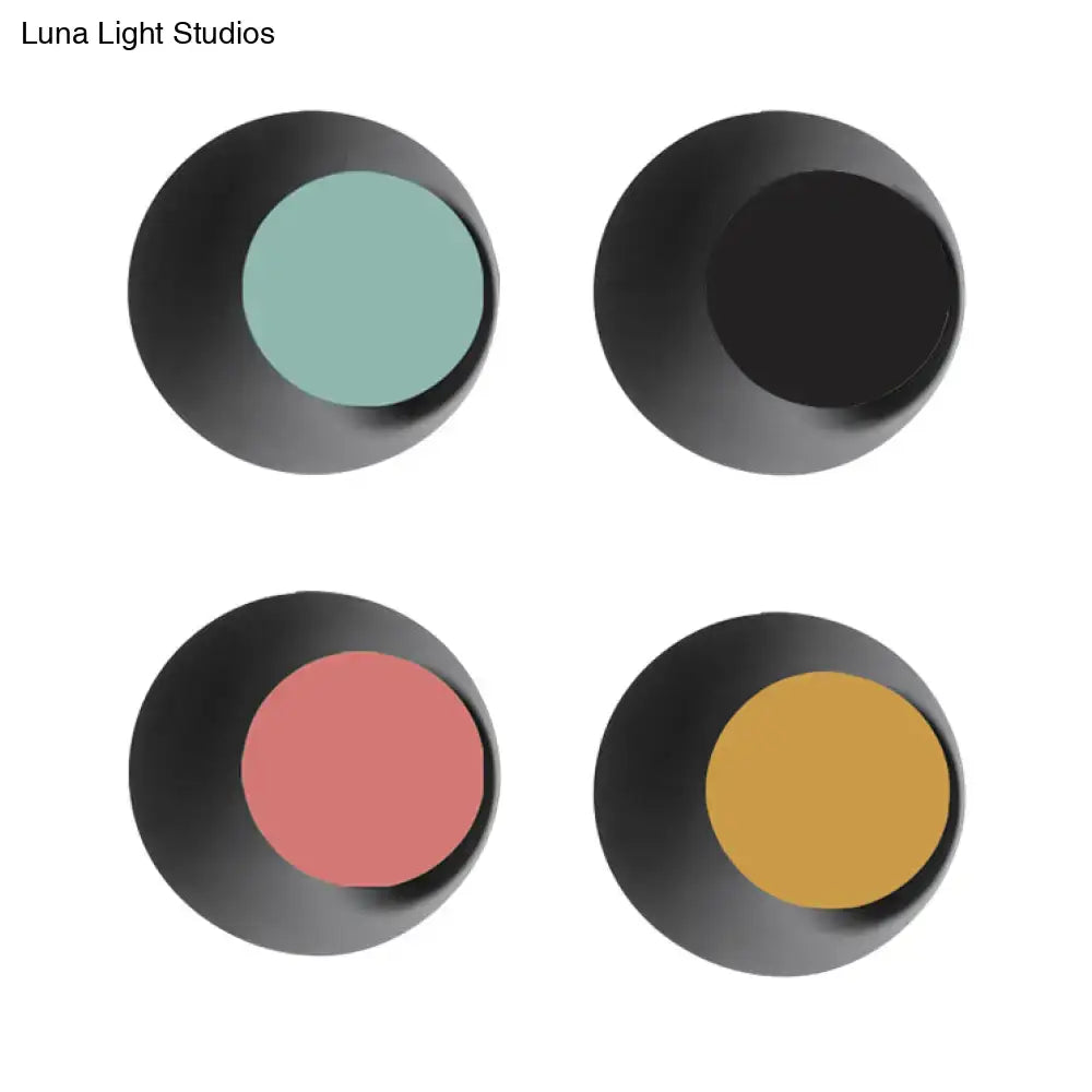 Modern black & pink circle sconce light bedroom wall fixture