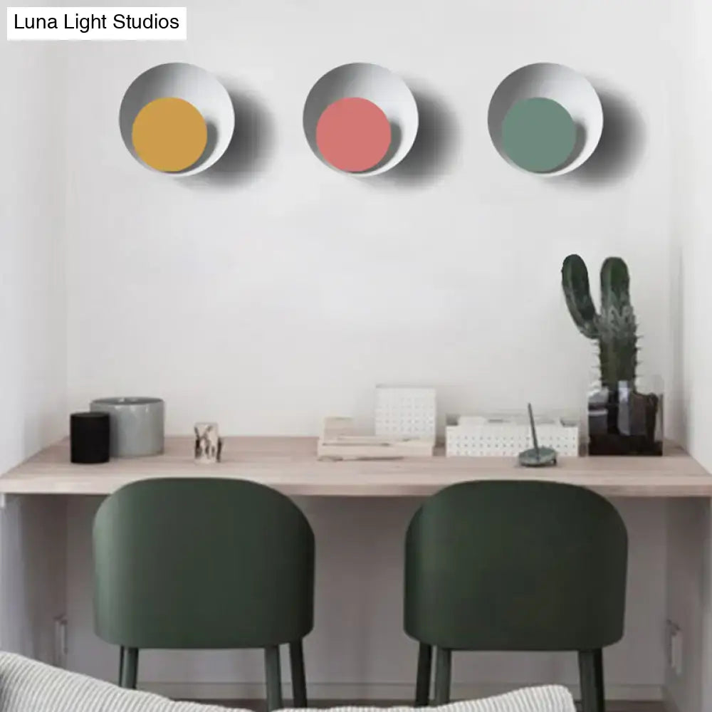 Modern black & pink circle sconce light bedroom wall fixture