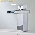 Modern black plated brass waterfall faucet square bathroom mixer sink